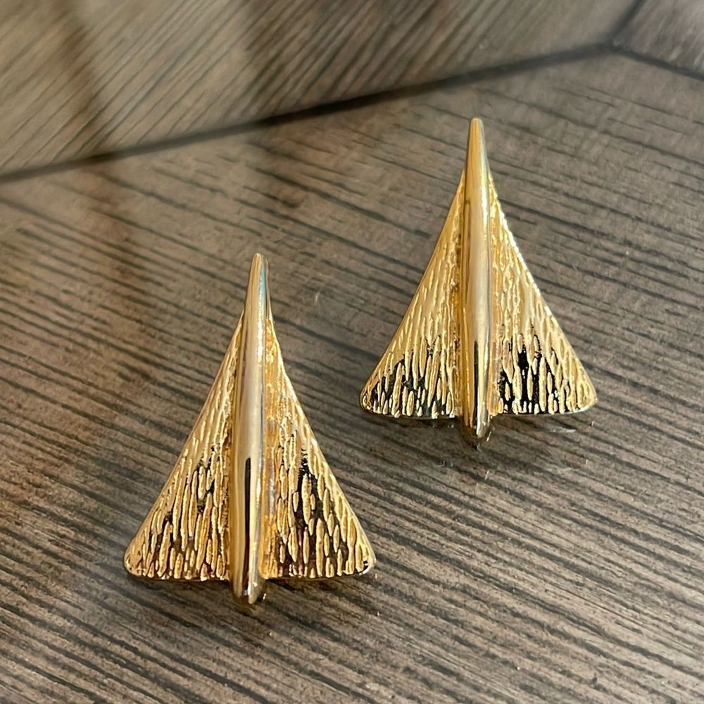 Vintage Gold-tone Triangle Shaped Earrings